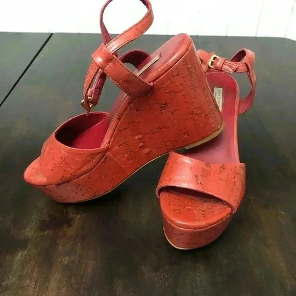 Zara Salmon Pink Lacquered Wedge Sandal Size‎ 36 (6 to 6.5) - Picture 6 of 6